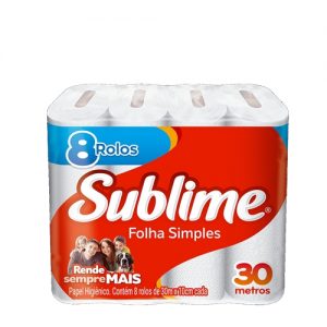 Papel Higiênico Sublime Neutro 30M Folha Simples - FD c/8 UND