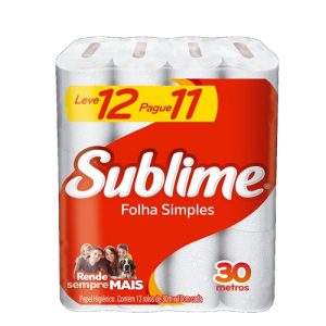 Papel Higiênico Sublime 30M Folha Simples L12/P11 - FD c/10 UND