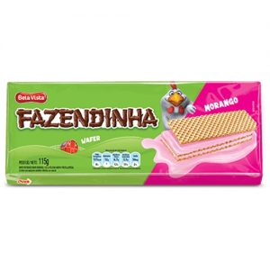 Fazendinha Wafer Morango 115Gr - CX c/40 UND