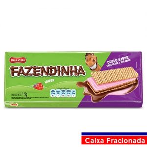 Fazendinha Wafer Choc/Morango 115Gr - CX c/20 UND