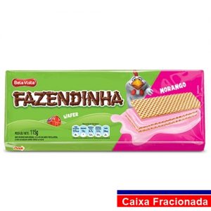 Fazendinha Wafer Morango 115Gr - CX c/20 UND